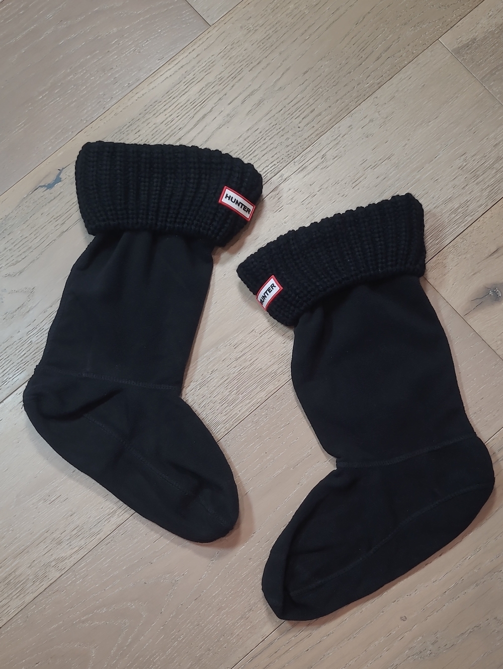 EUC Hunter Boots Boot Socks Women's sz L Black Knit Cuff Tall Fleece Slipper